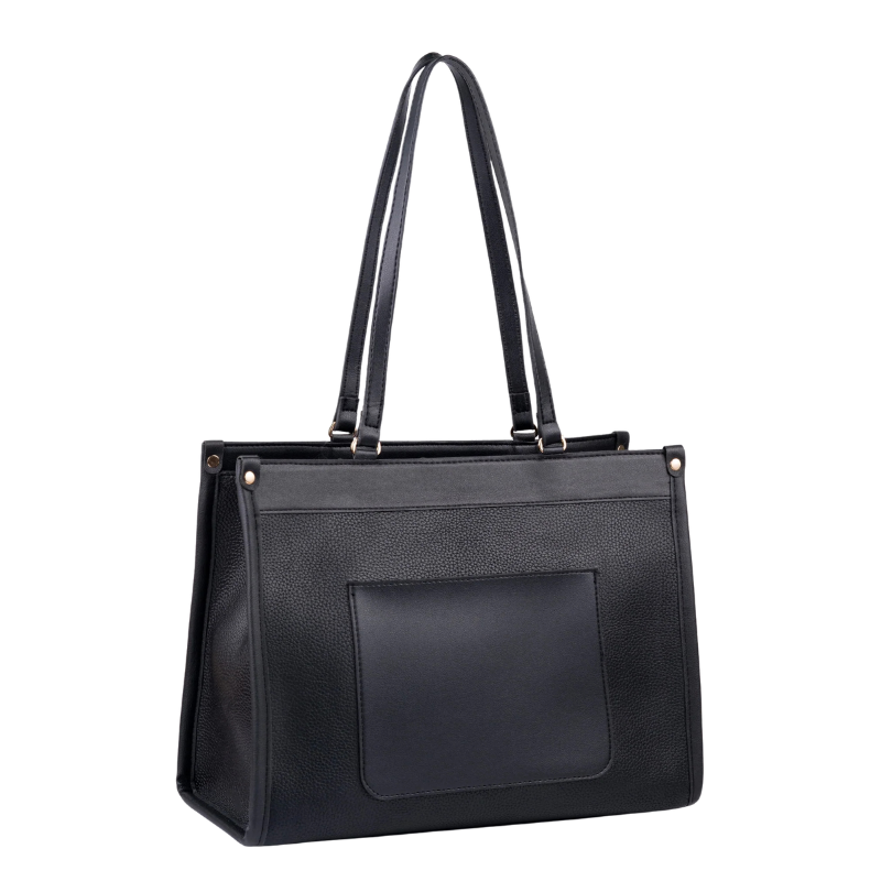 Damen-Shopper mit Fronttasche in Schwarz – Bild 2