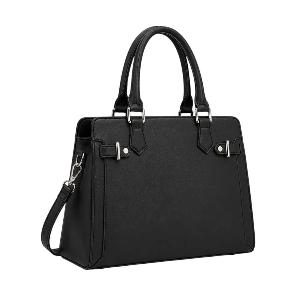 Klassische Damen-Henkeltasche in Schwarz – Strukturiertes Kunstleder – Bild 2