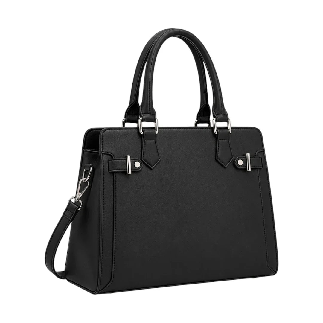Klassische Damen-Henkeltasche in Schwarz – Strukturiertes Kunstleder – Bild 2