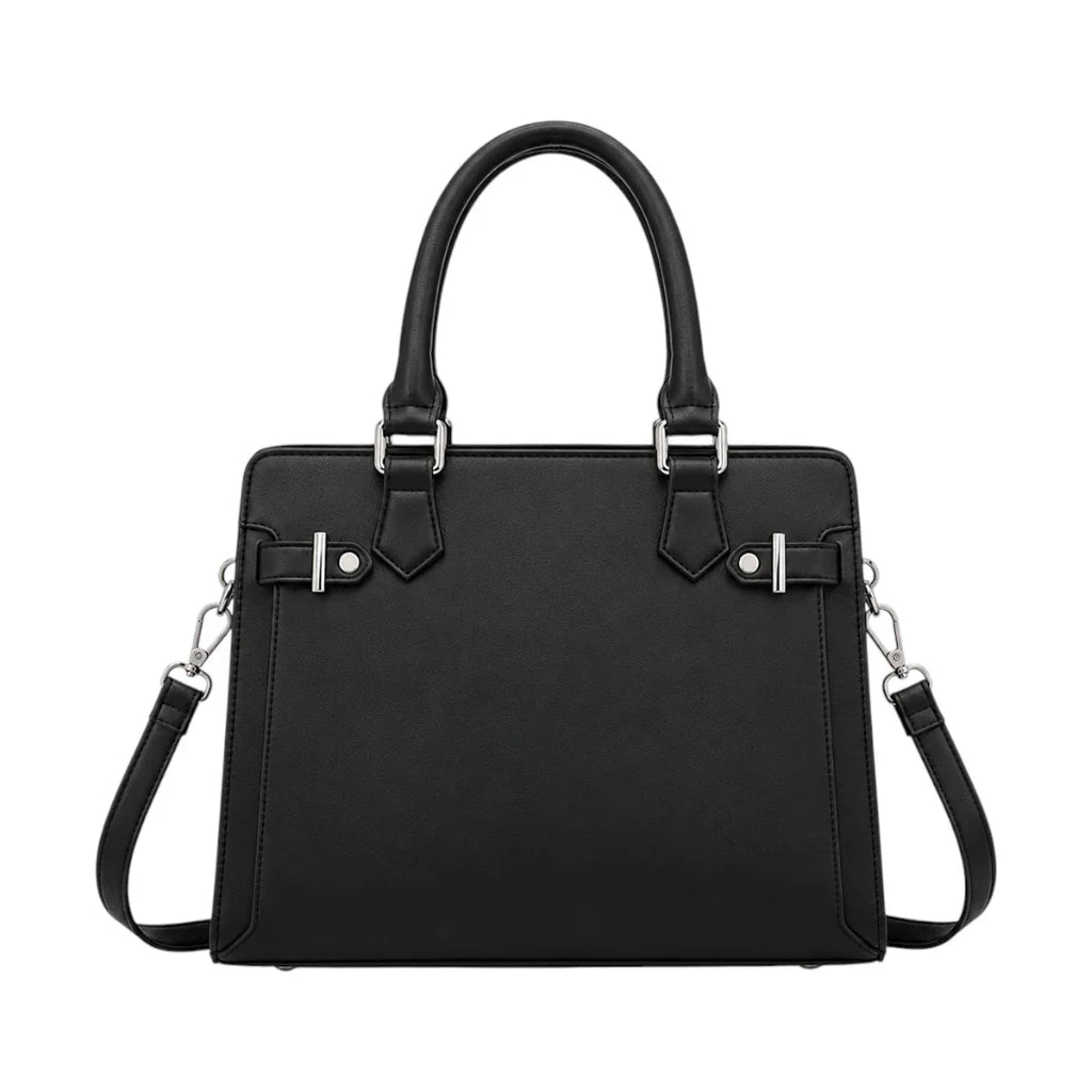 Klassische Damen-Henkeltasche in Schwarz – Strukturiertes Kunstleder – Bild 1