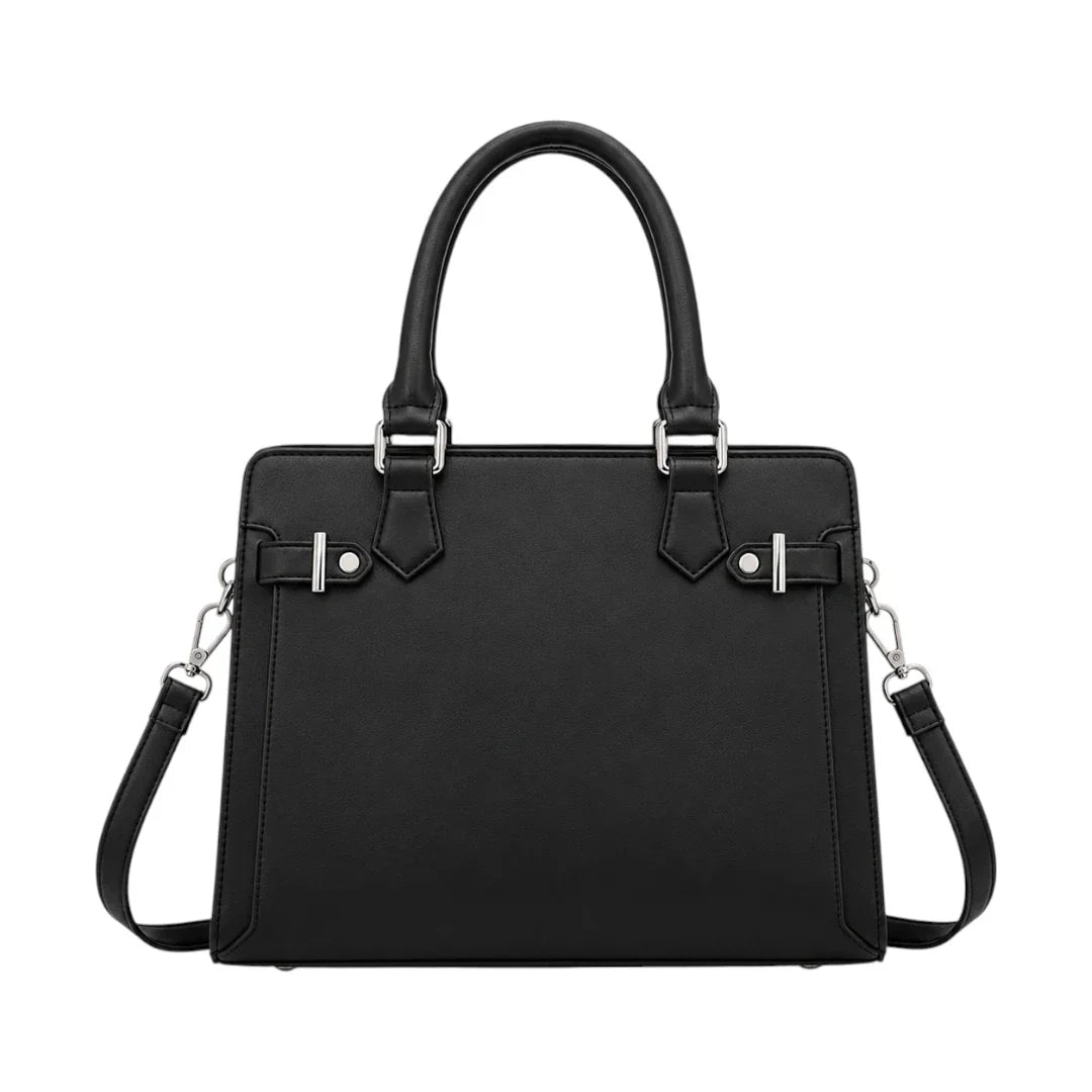 Klassische Damen-Henkeltasche in Schwarz – Strukturiertes Kunstleder – Bild 1