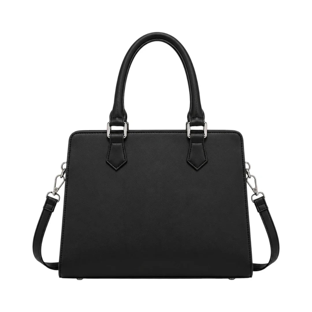 Klassische Damen-Henkeltasche in Schwarz – Strukturiertes Kunstleder – Bild 3