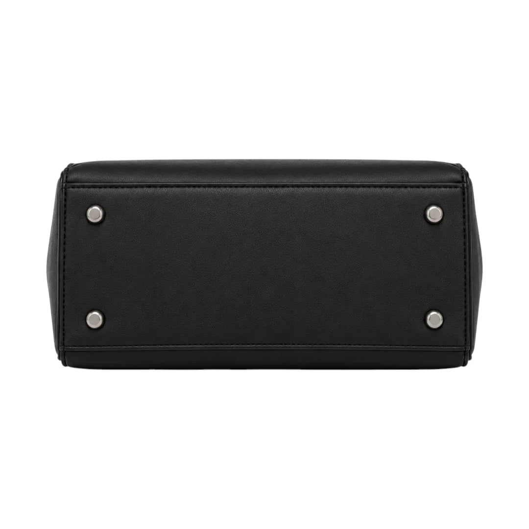 Klassische Damen-Henkeltasche in Schwarz – Strukturiertes Kunstleder – Bild 4