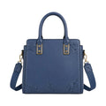 Damen-Henkeltasche in Blau – Kunstleder mit Blumenprägung – Bild 1