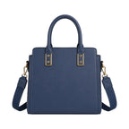 Damen-Henkeltasche in Blau – Kunstleder mit Blumenprägung – Bild 3