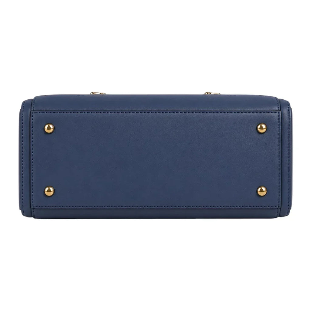 Damen-Henkeltasche in Blau – Kunstleder mit Blumenprägung – Bild 4