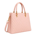 Gesteppte Damen-Henkeltasche in Rosa – Kunstleder mit Schulterriemen – Bild 2